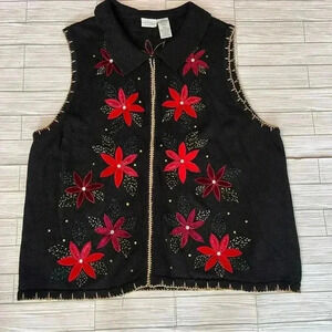 Vintage White Stag Sequin Christmas Vest